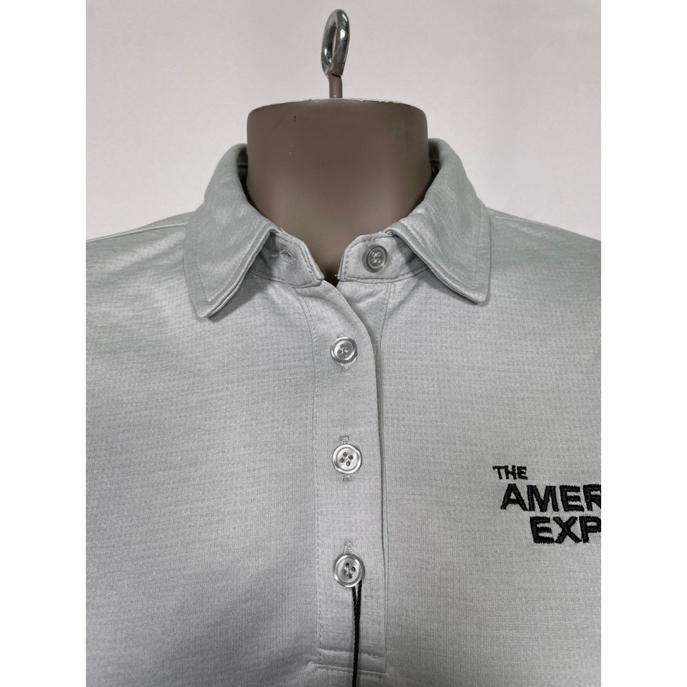 American Express Short Par 4 Silver Polo Shirt Women's SMALL NWT - Picture 2 of 13